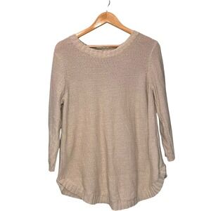 J Jill Women's Beige Cotton Blend Knit Pullover Tunic Sweater Size L J.Jill READ